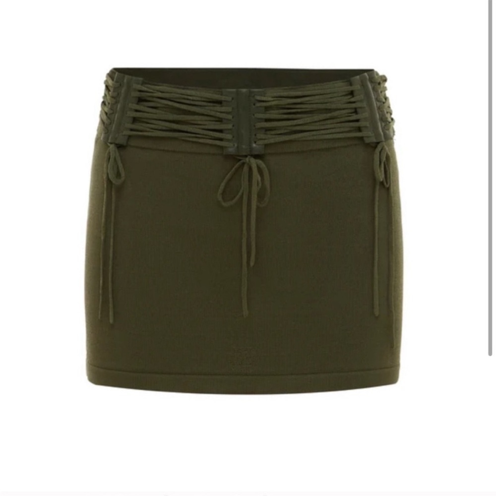 With Jean Drew Mini Skirt Olive Green NWT ES